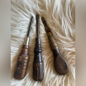 Vintage Wooden Handled Tools Set